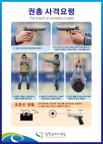 권총 사격요령, 조준선 정렬이 잘 된 예시 사진, 동일한 내용을 아래 숨김 텍스트로 제공