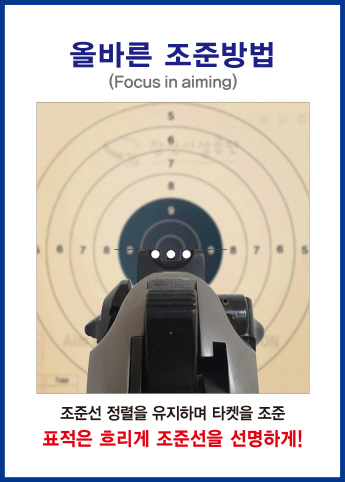 올바르게 표적을 조준한 예시 사진, 동일한 내용을 아래 숨김 텍스트로 제공