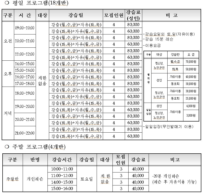 진해국민체육센터 체육관(탁구장) 소사장제 강사 모집공고_2