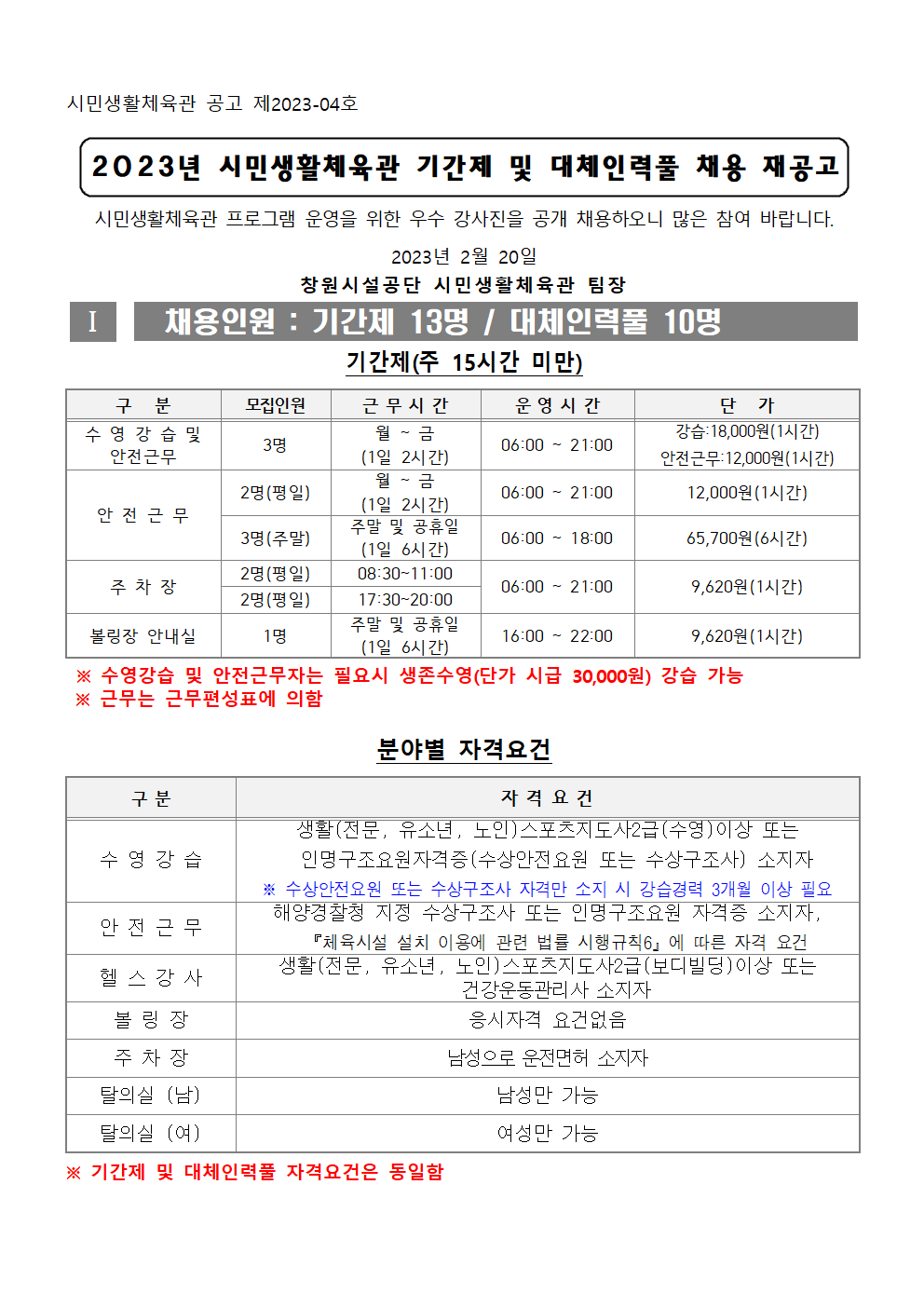 [시민생활체육관] 23년 기간제 및 대체인력풀 채용 재공고_1