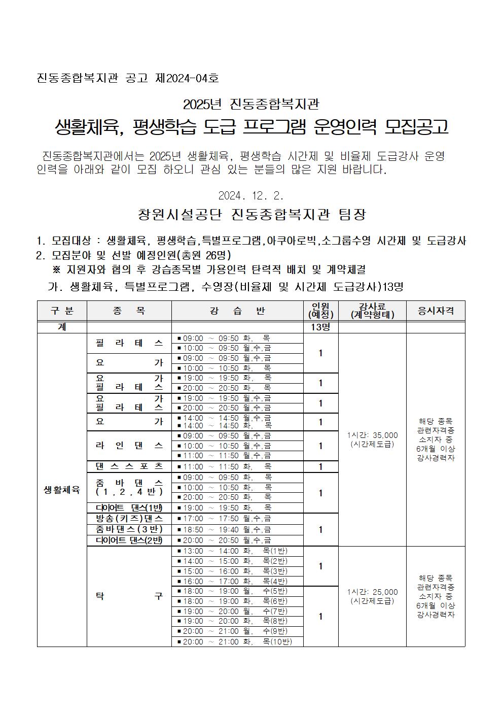 〔진동종합복지관〕2025년 프로그램 도급 운영인력 공개모집 공고_1
