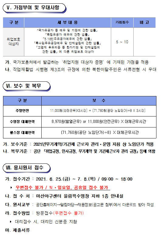 마산야구센터 수영장 주말근무자 및 대체인력풀 모집 공고 _4