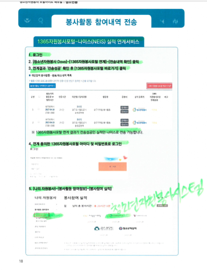 청소년자원봉사 나이스 전송 및 출력방법 _3